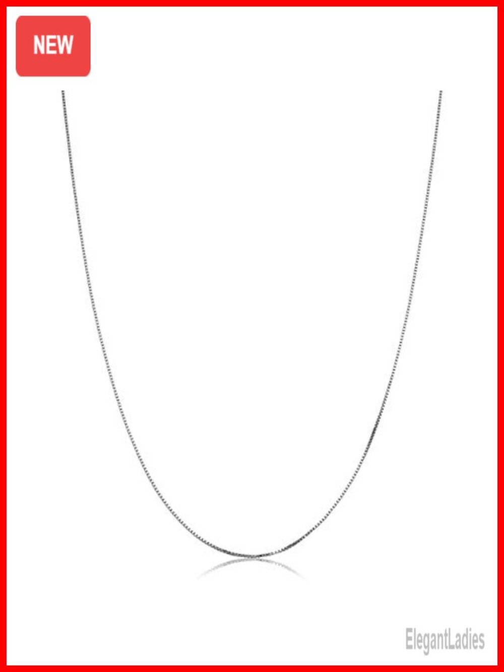 Solid 14K White Gold Venetian Box Chain Necklace Spring Ring Clasp